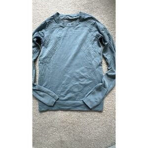 Lululemon Rest Less pullover long sleeve running top Aqua smoke blue swiftly 6